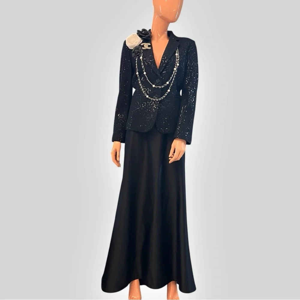 NEIMAN MARCUS Satin Maxi Evening Skirt Petite